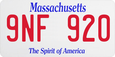 MA license plate 9NF920