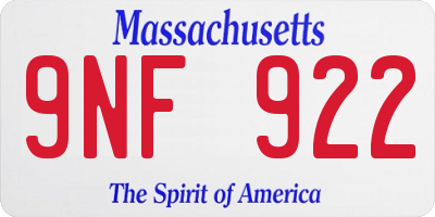 MA license plate 9NF922