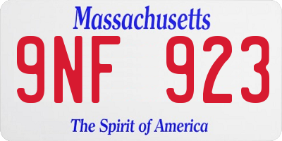 MA license plate 9NF923