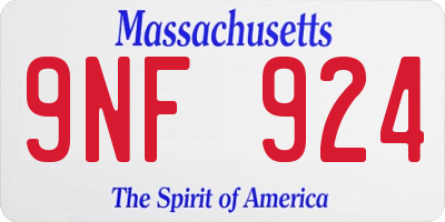 MA license plate 9NF924