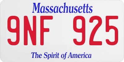 MA license plate 9NF925