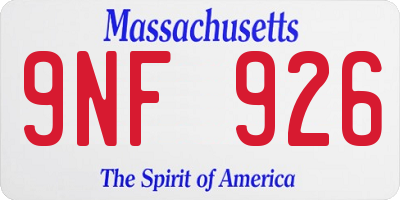 MA license plate 9NF926