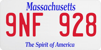 MA license plate 9NF928