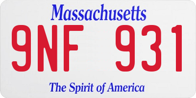 MA license plate 9NF931