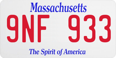 MA license plate 9NF933