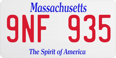 MA license plate 9NF935