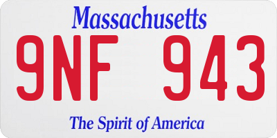 MA license plate 9NF943