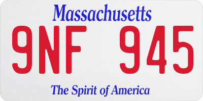 MA license plate 9NF945