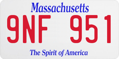 MA license plate 9NF951