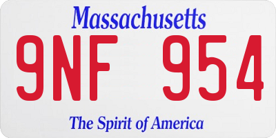MA license plate 9NF954