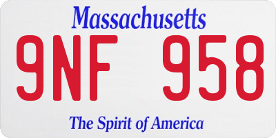 MA license plate 9NF958
