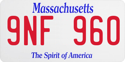 MA license plate 9NF960