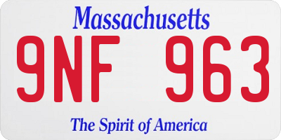 MA license plate 9NF963