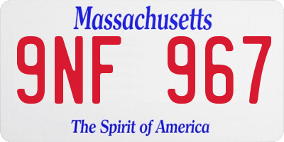 MA license plate 9NF967