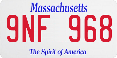 MA license plate 9NF968