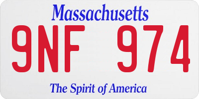 MA license plate 9NF974