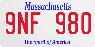 MA license plate 9NF980