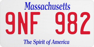 MA license plate 9NF982