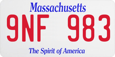 MA license plate 9NF983