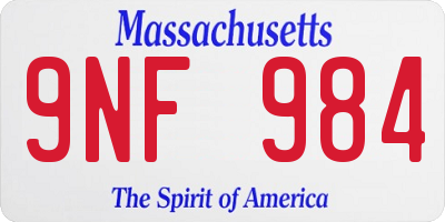 MA license plate 9NF984