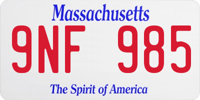 MA license plate 9NF985