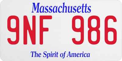 MA license plate 9NF986