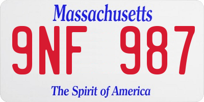 MA license plate 9NF987