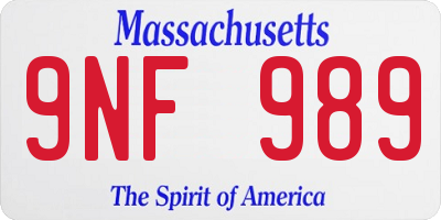 MA license plate 9NF989