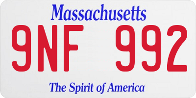MA license plate 9NF992