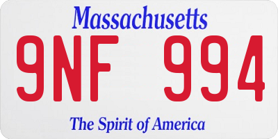 MA license plate 9NF994