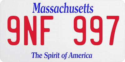MA license plate 9NF997