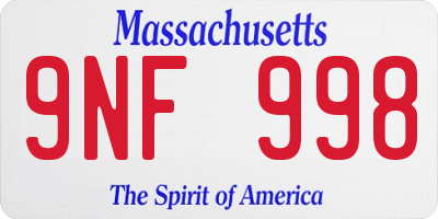 MA license plate 9NF998