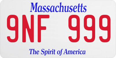 MA license plate 9NF999