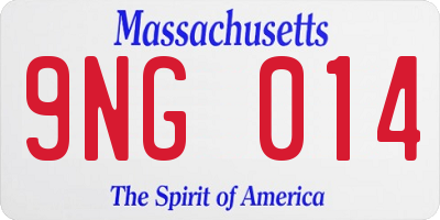 MA license plate 9NG014