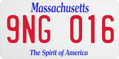 MA license plate 9NG016