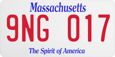 MA license plate 9NG017
