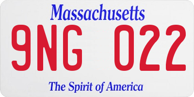 MA license plate 9NG022