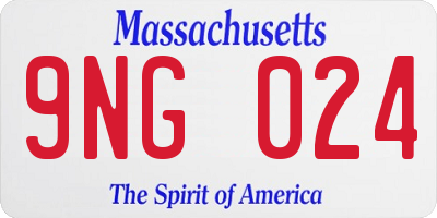 MA license plate 9NG024