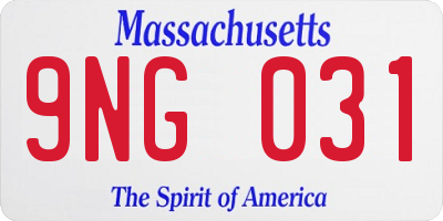 MA license plate 9NG031