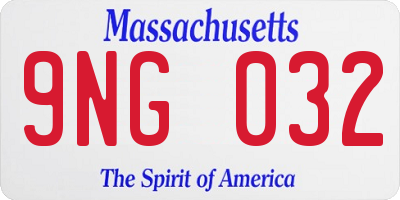 MA license plate 9NG032