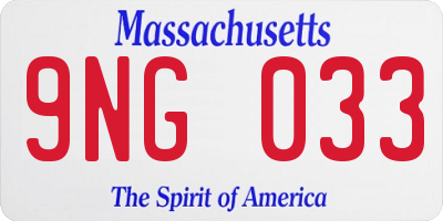 MA license plate 9NG033
