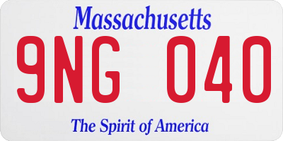 MA license plate 9NG040