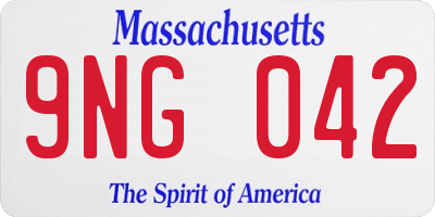 MA license plate 9NG042