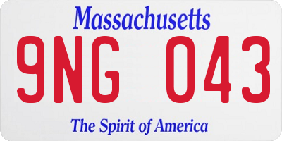 MA license plate 9NG043