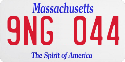 MA license plate 9NG044