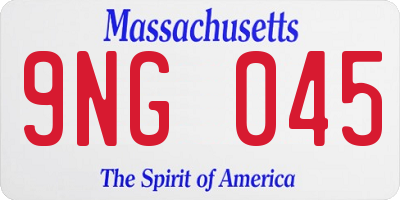 MA license plate 9NG045