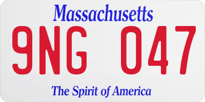 MA license plate 9NG047