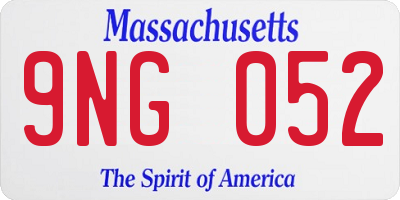 MA license plate 9NG052