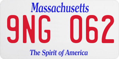 MA license plate 9NG062