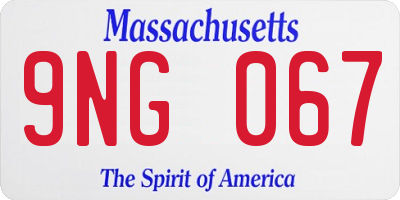 MA license plate 9NG067